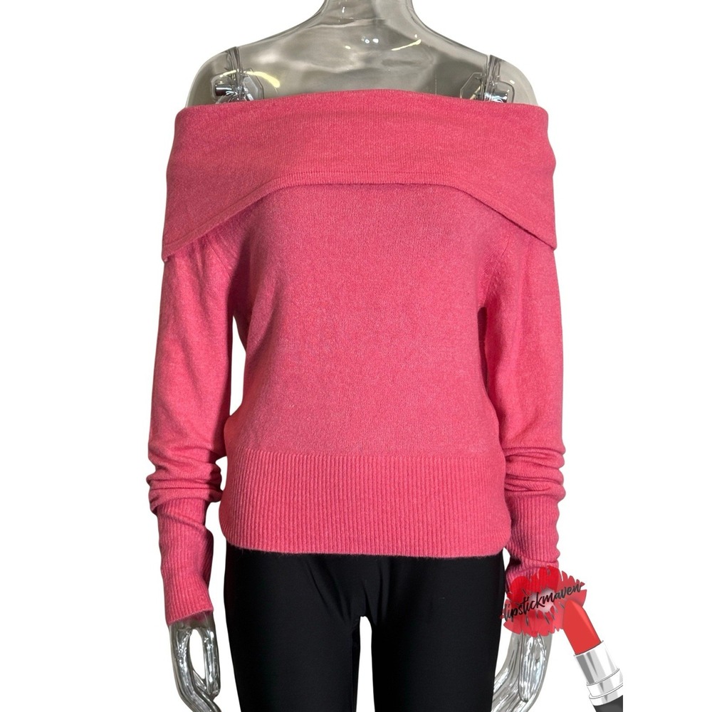 Fifteen Twenty Monique Sweater Womens Small Pink Off The Shoulder Cozy 4F89878